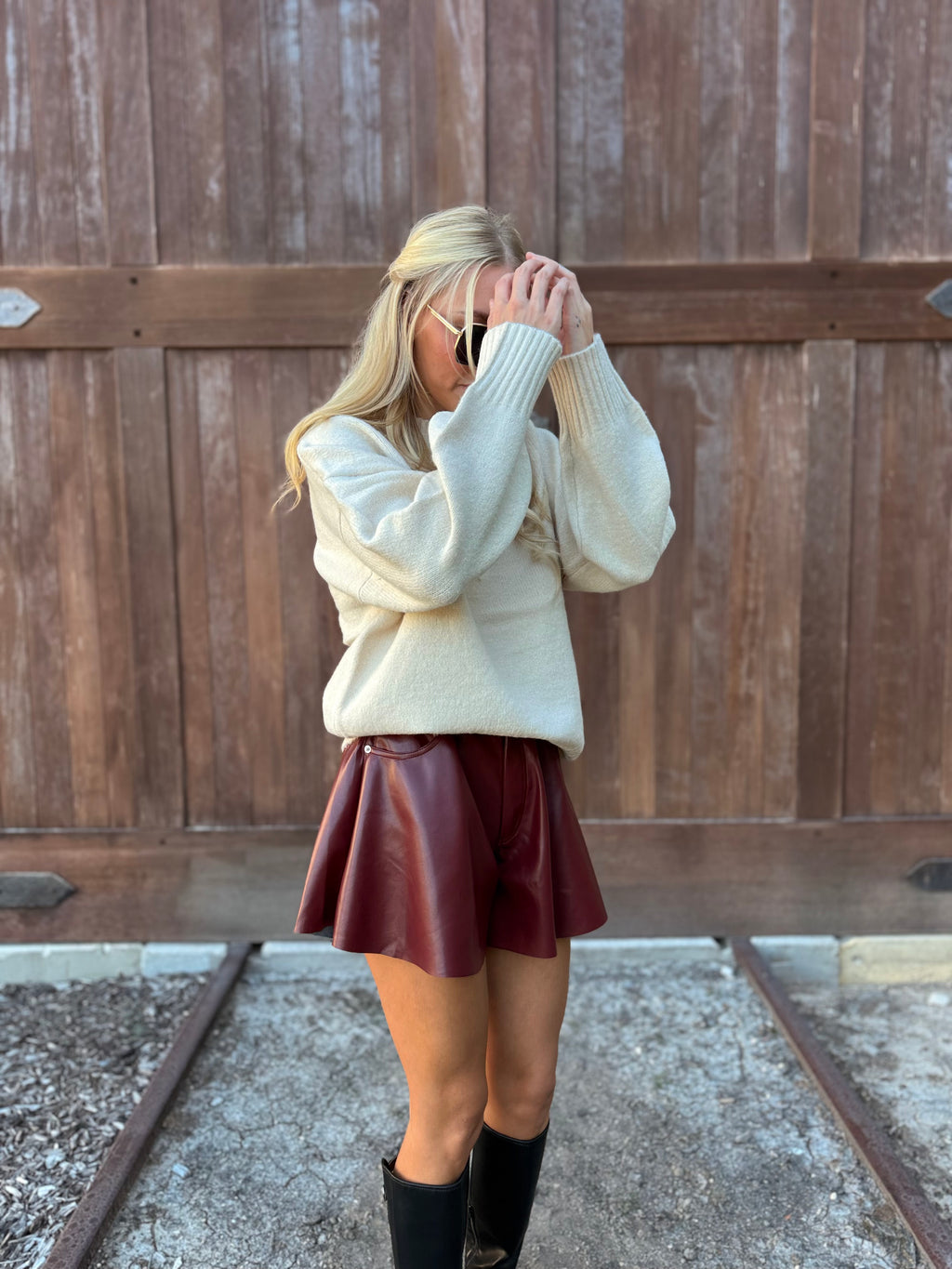 Drop Shoulder Sweater-Cream