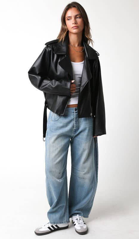 Emery PU Black Leather Jacket